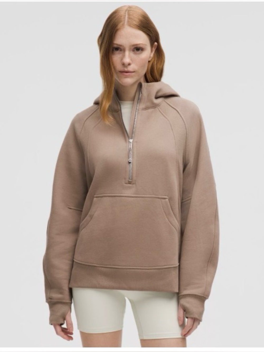 lululemon Taupe Half-Zip Hooded Sweatshirt
